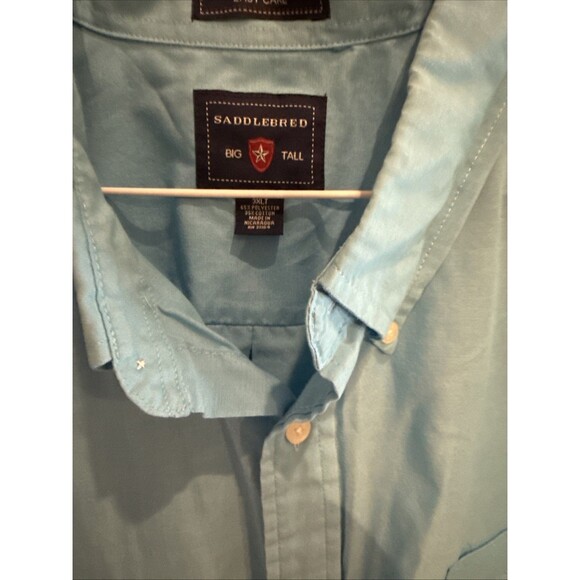 BIG & TALL Saddlebred Graphic Casual Button Up Shirt Blue 3XLT GUC - Picture 8 of 10